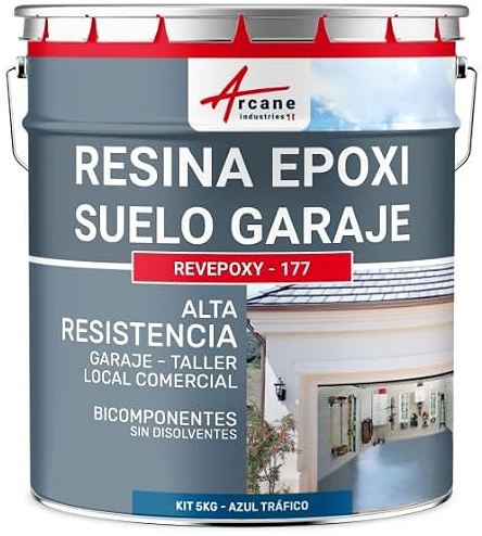 ARCANE INDUSTRIES Resina para suelo de garaje - Pintura epoxi para suelo: REVEPOXY - 177 - Azul tráfico - RAL 5017