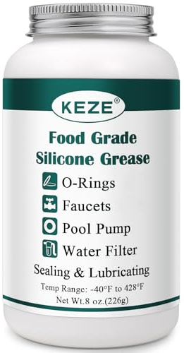 KEZE Lubrificante per O-ring da piscina, grasso siliconico impermeabile per uso alimentare per rubinetti, filtri da piscina, guarnizioni per tubi, valvole, 8 oz.