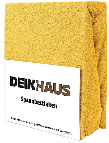 DH DEIN.HAUS Frottee Weiches Spannbetttuch 90 x 200 cm – Baumwolle, mit Gummizug, pflegeleicht, Bettlaken – Farbe: Gelb
