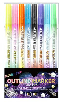 Sentechx Stylo de coloriage Lightstick Graffiti, stylos à encre gel à paillettes irisées, marqueurs métalliques vibrants à double ligne