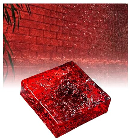 Rektangulära kristallklossar genomskinliga glasblock kristallglasblock för väggar termisk och ljudisolering flerfärgad 15 x 15 x 4,8 cm (röd)