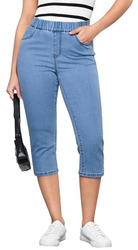 Vetinee Jean capri pour femme, taille haute, skinny, avec élastique, pantalon capri stretch, M