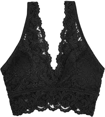 Smart & Sexy Women's Signature Lace Deep V Neck Wireless Support, Bralette Pack Bra, Opaque, Black Hue-1 Pack, M