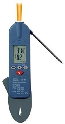 CEM Instruments 3 in 1 Clamp, Probe & Infrared Thermometer for Legionella Water Testing, Plumbers, Air Conditioning & HVAC Service Engineers