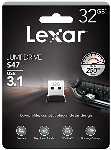 Lexar JUMPDRIVE S47 32GB USB 3.1 Black,LJDS47-32GABBK