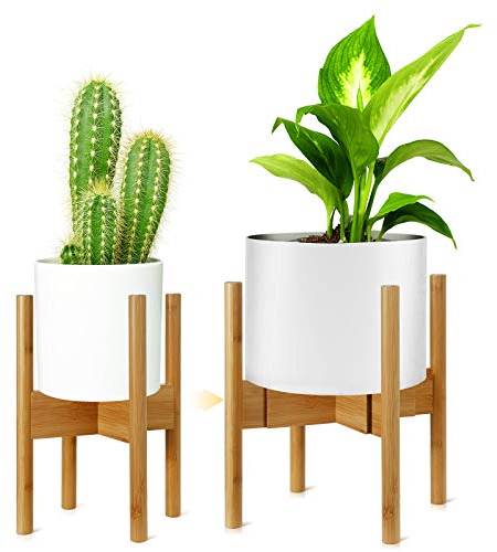 Pflanzenständer, Verstellbare Blumentopf Ständer für Blumentopf, Holz-Blumentopf-Ständer Topfgestell für Innen- und Außenbereiche bis 21.5-31.5cm Pflanzgefäß, 1 Packung (Kein Topf inbegriffen)