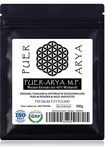 PUER - ARYA – Estratto di radice altamente concentrato con 40% principio attivo | L'originale dalla Thailandia | certificato GMP + ISO 9001 | 100% puro + certificato di laboratorio | Garanzia di