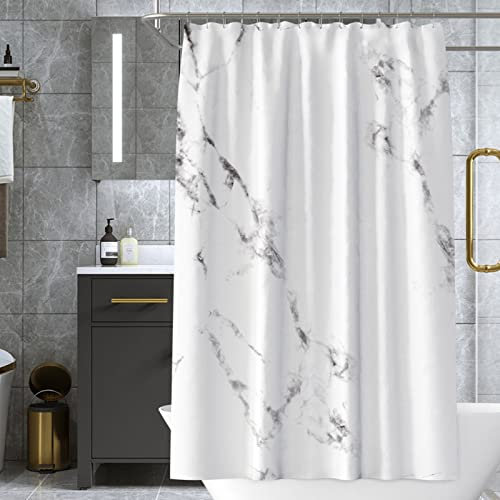 Duschrollo 120 cm Breit, Vorhang Bad Weiss Einfacher Marmor Duschrollo für Die Badewanne Überlange Duschvorhänge