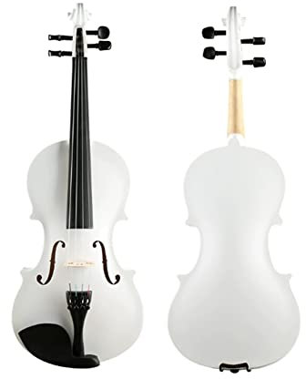 HDYNUZ 4/4-Violine in voller Größe, handgefertigte Violine aus massivem Fichten- und Ahornholz, professionelle Bühnenaufführung, mit Hartschalenkoffer, Bogen-Schulterstütze, Stimmgerät (weiß)