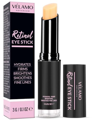 VELAMO ADVANCED Retinol Eye Stick: Retinol Eye Cream for Dark Circles Puffiness Under Eye Bags with 1% Bakuchiol and Caffeine - Visibly Reduces Fine Lines Wrinkles Upgraded Formula 01 OZ/3g
