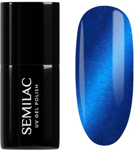 Semilac UV Nagellack Hybrid 466 Blue Silk Pyjamas 7ml Kollektion Silk effect