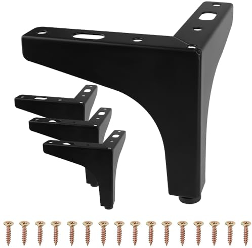 Atliberswo 4er-Set Möbelfüße, Schrankfüße, Sofafüße, Möbelfüße Metall, mit leicht zu montierenden Schrauben, geeignet für Sofas, Fernsehschränke, Couchtische, Schränke und Nachttische, 10 Zentimeter (schwarz), jc
