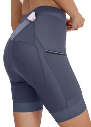 ARSUXEO Premium 4D vadderade cykelshorts dam cykelshorts cykelshorts cykelshorts 3 fickor, Grå, M