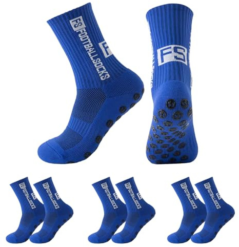 WoRuyKot 3 Paar Fußball Socken, fussball socken, Grip-Socken, Unisex Socks für Fussball Basketball Handball Tennis Laufen (DE/NL/SE/PL, Numerisch, 38, 46, Regular, Regular, Blau)