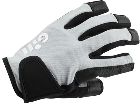 Gill Guantes de Vela de Campeonato de Dedo Largo para Mujer, protección Solar UPF 50+, repelentes al Agua y Palma Flexible Dura-Grip (Gris Claro, M)