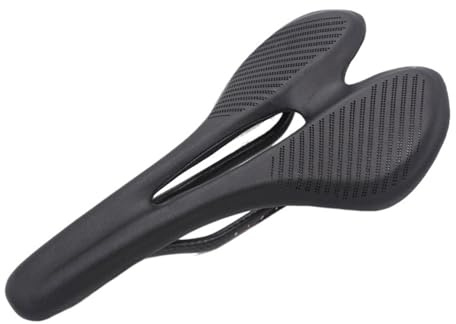 Genérico Sillín De Bicicleta De Fibra De Carbono T800 Superligero, Cómodo Cojín De Cuero Y EVA For Carreras De Montaña Y Carretera.