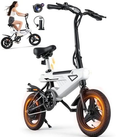 AVDL Bicicleta electrica plegable, 14 x 2.13 Ebike con Extraíble Bateria 36V 6.4Ah, velocidad maxima de 25 km/h, 3+2 velocidades, freno de disco y reflectores, Bici Eléctrica para Viajeros Urbanos