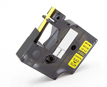 vhbw cinta de escritura compatible con Dymo Rhino 4200, 6000, 5200 impresora etiquetas negro a amarillo, casete de tubo termorretráctil, 6 mm