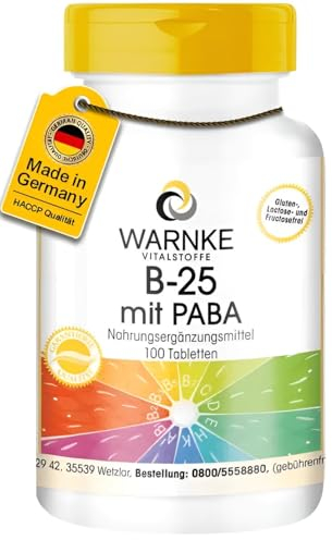 Complexe de vitamine B - dosage élevé - avec PABA, Vitamine B 12, Acide Folique - végétalien - 100 comprimés | Warnke Vitalstoffe - Qualité des pharmacies allemandes