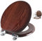 Angel Shield WC-Sitz, rund, Holz, mit Absenkautomatik, leicht zu reinigen, Schnellverschluss-Scharniere (rund, dunkles Walnussbaum)