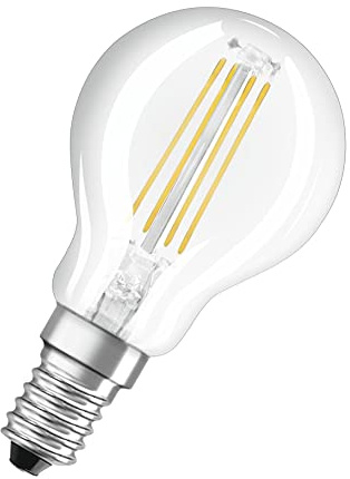 Osram Filament LED Lampe mit E14 Sockel, Tropfenform, Warmweiss (2700K), 4 W, Ersatz für 40-W-Glühbirne, klar, LED Retrofit CLASSIC P