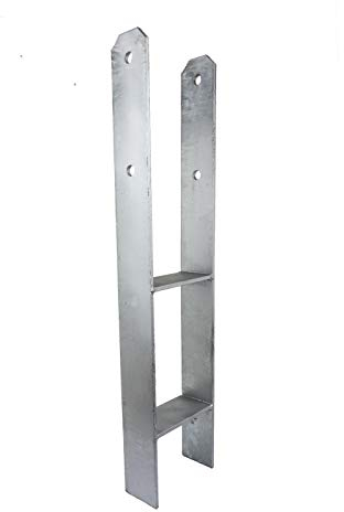 GeZu Impex® H-Anker 121 x 600 x 6 mm Pfostenträger Pfostenschuh H-Form extra Stabil Pfostenanker