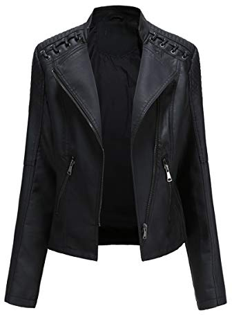 YYNUDA Women's Faux Leather Jacket Zip Up Moto Biker Classic Short Coat Floral Print