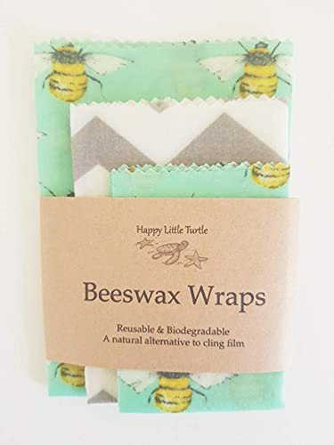 Beeswax set of 3 wraps - self clinging - reusable, biodegradable and eco-friendly