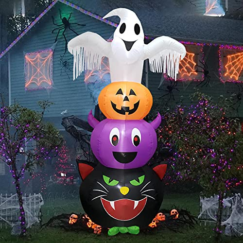 8FT Fantasmi Zucche Gonfiabili Halloween Decorazioni, Kalolary Ghost Gonfiabile di Halloween con luci a LED incorporati Gonfiabili Decorazioni per feste all'aperto per interni ed esterni