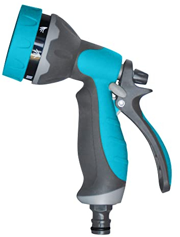 Jardibric - Pistolet d’Arrosage 7 Jets en Plastique Gainé Double Gomme - Poignée Ergonomique Antidérapante