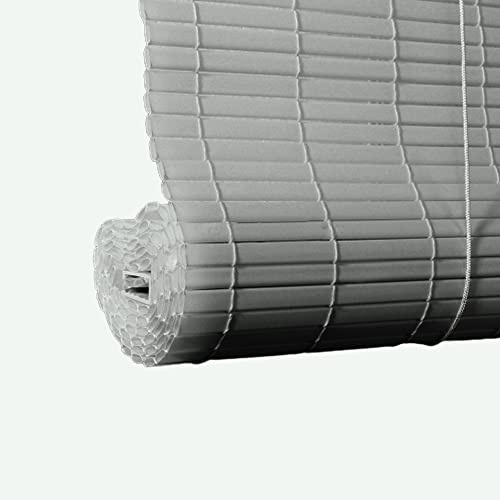 MadeInNature, Store Fenêtre Enrouleur Lamelles PVC Blanc ou Gris, Hauteur 180 cm Largeur au choix, Intérieur et Extérieur, possibilité de fixation sans perçage (Largeur 45 cm x Longueur 180 cm, Gris)