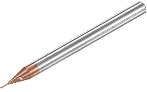 sourcing map VHM Schaftfräser 0.5 mm, 2 Zähne, Klingenlänge 2 mm Titan (Nano)-Beschichtung CNC Fräser für Edelstahl, Verbundwerkstoffe und Legierungen