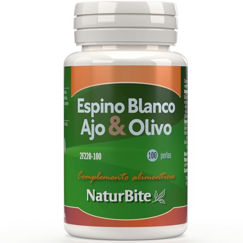 NaturBite Espino Blanco + Ajo + Olivo, 500mg 100 perlas. Niveles óptimos de Presión Arterial.