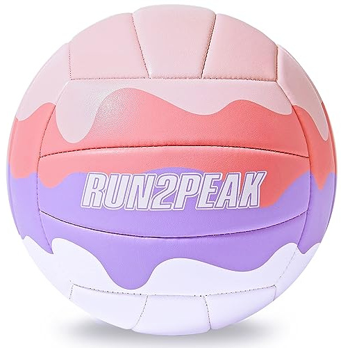 RUN2PEAK Volleyball Soft Pink Beach Volleyball Ball Set Official Size 5 Waterproof Water Volleyballs Stuff Gifts for Outdoor Indoor Swimming Pool Backyard Purple Sand Volley Balls