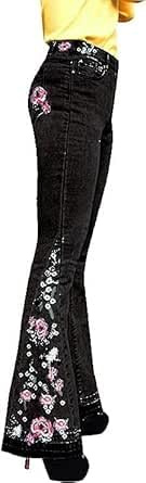 Lxitoler Jean Patte D'Elephant Femme Pantalon Slim À Taille Haute Et À Jambe Large Slim Taille Haute Vintage Pantalons Bootcut