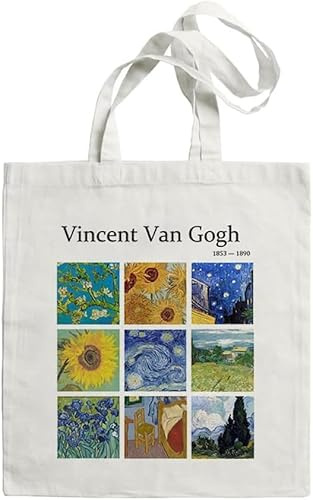 FDEETY Shopper Borsa Tela Cotone Riutilizzabile Arte Classica Dipinto Famoso Quadro Museo Spesa Quotidiana Trasporto Ecologico