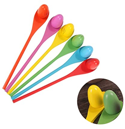 VICASKY 12-Teiliges Eier-Staffellauf-Set Für Kinder Schulspiele Familienspiele Holzlöffel- Und Ei-Spiel Eier- Und Löffel-Staffellauf-Set Eier Für Kinder Halloween-Löffel Eier- Und