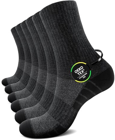 TUUHAW Chaussettes Homme Femme Coton Chaussettes de Sport Éponge (Lot de 6) | Mi-Mollet, Doux Respirable Confortable, Anti-Ampoule, Coussinée, Pour Tennis Course Basket Skate Golf, OEKO-TEX Standard 100