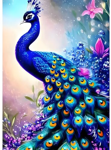 DPIDEA Diamant Painting Bilder für Erwachsene, Diamond Painting Pfau, Diamant Malerei Runde Steine für Zuhause Dekor 30x40 cm