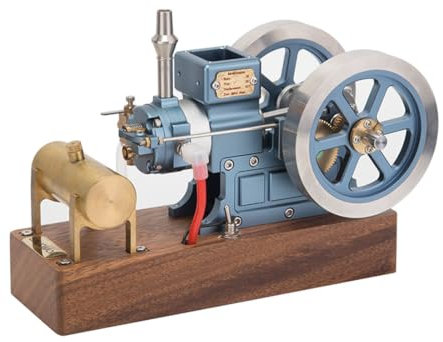 CreativeBlocker Dampfmaschine Funktionsfähig | 4-Takt-Metallmotormodell für Erwachsene, Hit & Miss Motorenmodelle, Mini 6cc motor modell, Experimentierkasten Wissenschaft Geschenk (RTR/Blau)