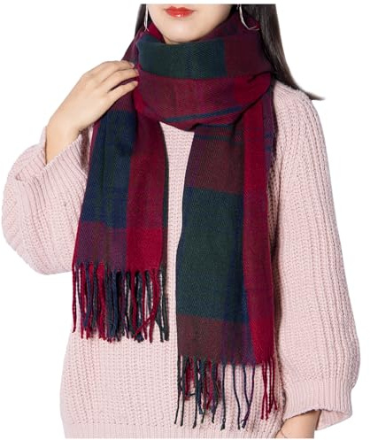 Chalier Fashion Bufanda Invierno Mujer Embalaje en Caja de Regalo Bufanda a Cuadros Manta de Gran Tamaño Chal Cachemira Cálido para Mujer Regalo Secreto Navidad
