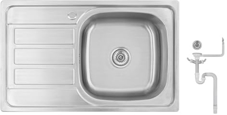 Preero 80x50 Küchenspüle Edelstahl 304,1 Becken,eckig,Spülbecken Abtropffläche links