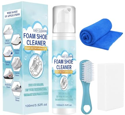 Kit De Nettoyage Pour Chaussures, Mousse Nettoyante Blanche En Spray, Nettoyage Rapide, Séchage Rapide, Sans Abîmer Les Chaussures, Avec Éponge, Brosse Et Serviette, Pour Cuir, Tricot, Toile Et PU
