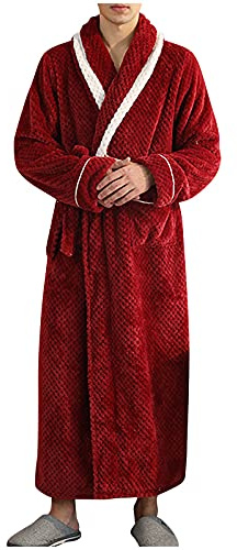 Generisch Peignoir Femme Long Peignoir Femme Grandes Tailles Robe de Bain à Carreaux Flanelle Peignoir de Bain avec Ceinture Peignoir Femme Séchage Rapide Peignoir Sauna Chemises de Nuit Chaudes
