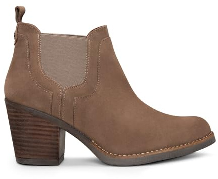 Botines camperos con tacón para mujer en piel color TAUPE, EU 39