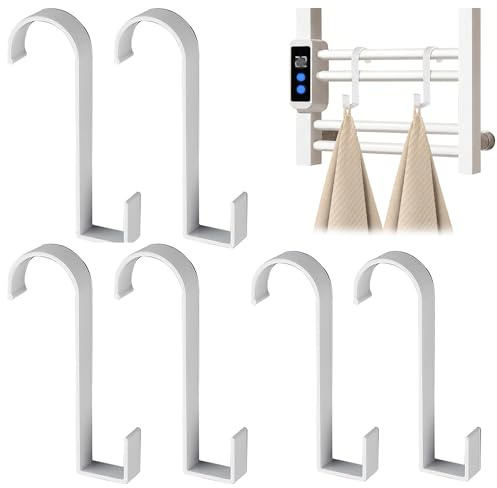Ousuwo 6 ganchos en forma de S para radiador, ganchos multiusos para colgar toallas, baño, cocina y armario (blanco)