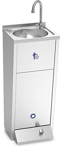 Lioninox Lave-Mains INOX sur Pied avec Un Poussoir XS 350x300x850mm 350x300x850 mm