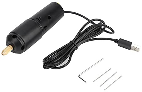 Bärbar mini elektrisk handborr mikro-USB liten borrchuck verktyg med 3 st bitar