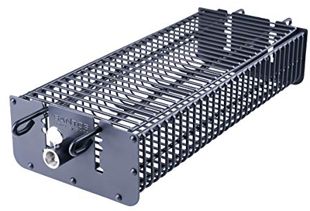 SANTOS Drehspieß-Korb für Drehspieße (Ø max. 11mm) - Grillkorb eckig - Grillzubehör - Fleisch, Fisch, Gemüse & Obst - Universal Grillrondell - Grill