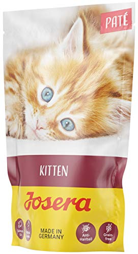 JOSERA Paté Kitten (16 x 85 g) | getreidefreies Katzenfutter mit Huhn, Karotte und Lachsöl | Super Premium Nassfutter für wachsende Katzen | 16er Pack